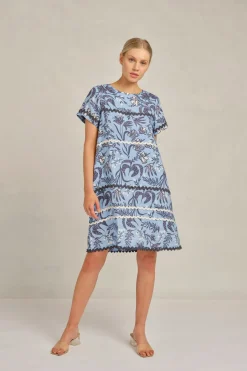 Women Alessandra Claudette Wave Dress Paradise - Cornflower