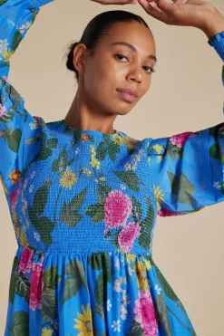 Women Alessandra Jade Cotton Silk Dress - Periwinkle  Aria