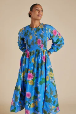 Women Alessandra Jade Cotton Silk Dress - Periwinkle  Aria