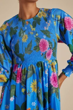 Women Alessandra Jade Cotton Silk Dress - Periwinkle  Aria