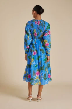 Women Alessandra Jade Cotton Silk Dress - Periwinkle  Aria