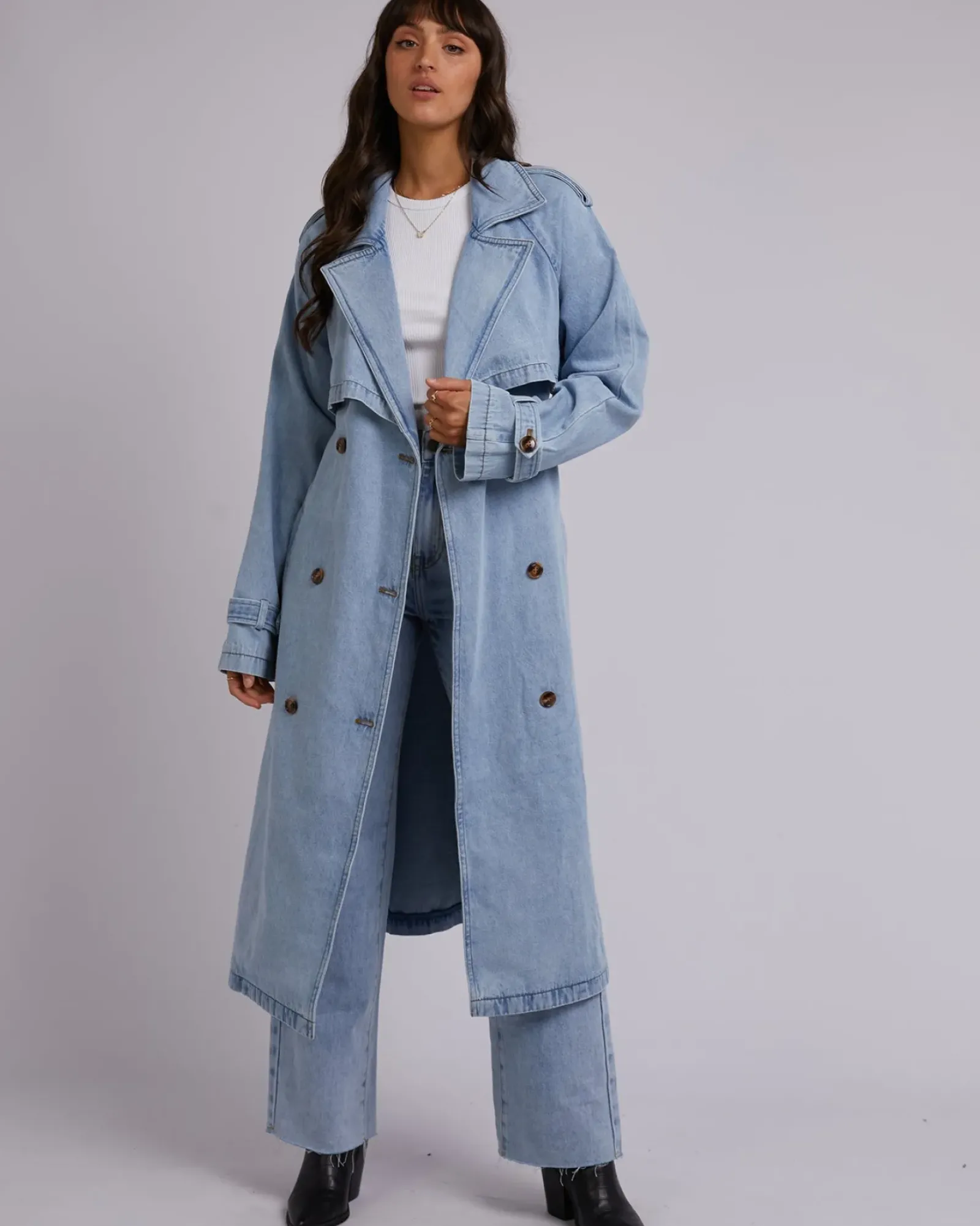 Women All About Eve Rio Trench Coat - Light Blue