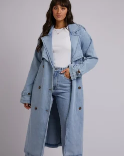Women All About Eve Rio Trench Coat - Light Blue