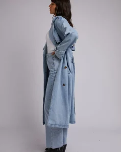 Women All About Eve Rio Trench Coat - Light Blue