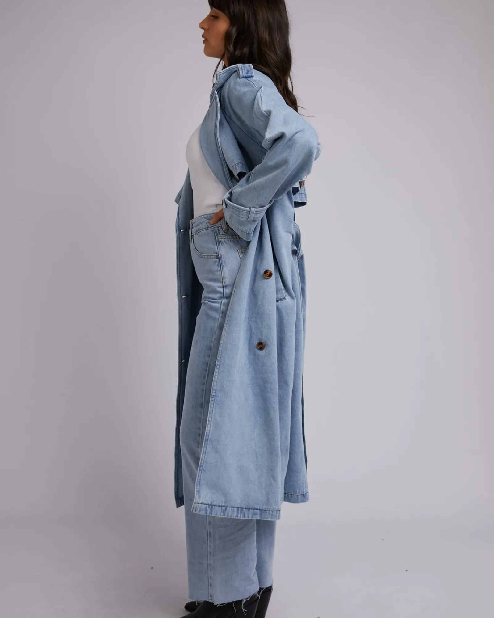 Women All About Eve Rio Trench Coat - Light Blue
