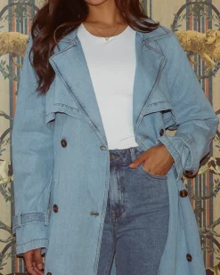 Women All About Eve Rio Trench Coat - Light Blue