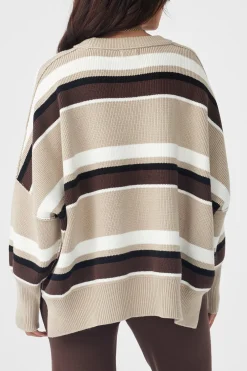 Women ARCAA Harper Stripe Sweater - Chocolate, Cream & Black