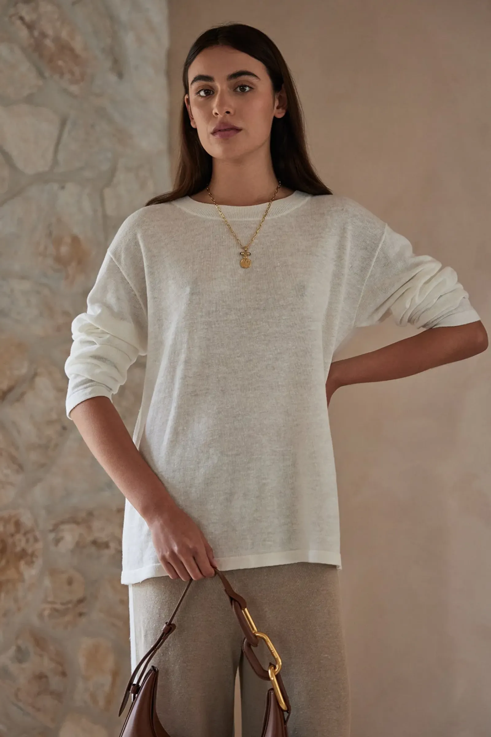 Women ARCAA Hugo Long Sleeve T-Shirt - Cream