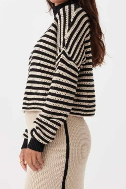 Women ARCAA June Cropped Sweater - Sand & Black