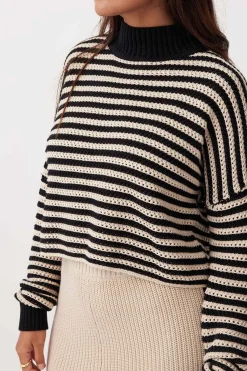 Women ARCAA June Cropped Sweater - Sand & Black