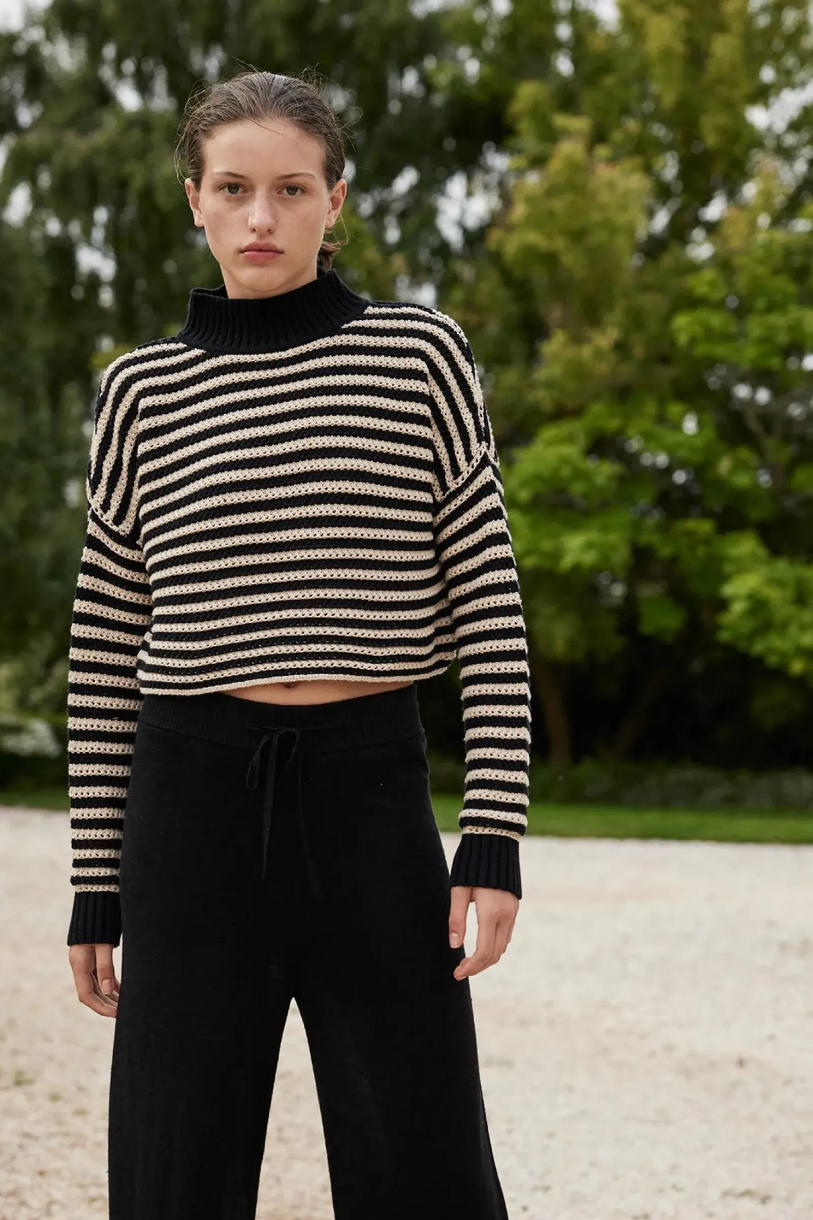 Women ARCAA June Cropped Sweater - Sand & Black