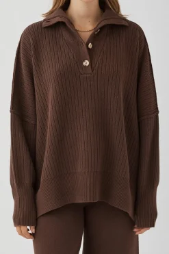 Women ARCAA Margo Button Up Sweater - Chocolate