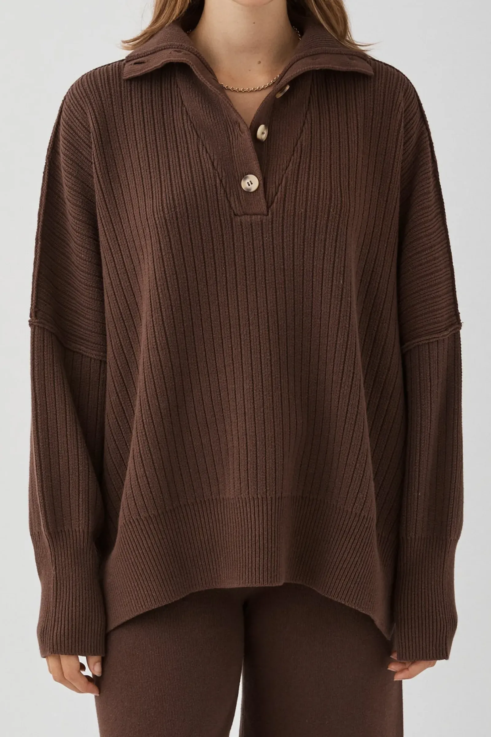 Women ARCAA Margo Button Up Sweater - Chocolate