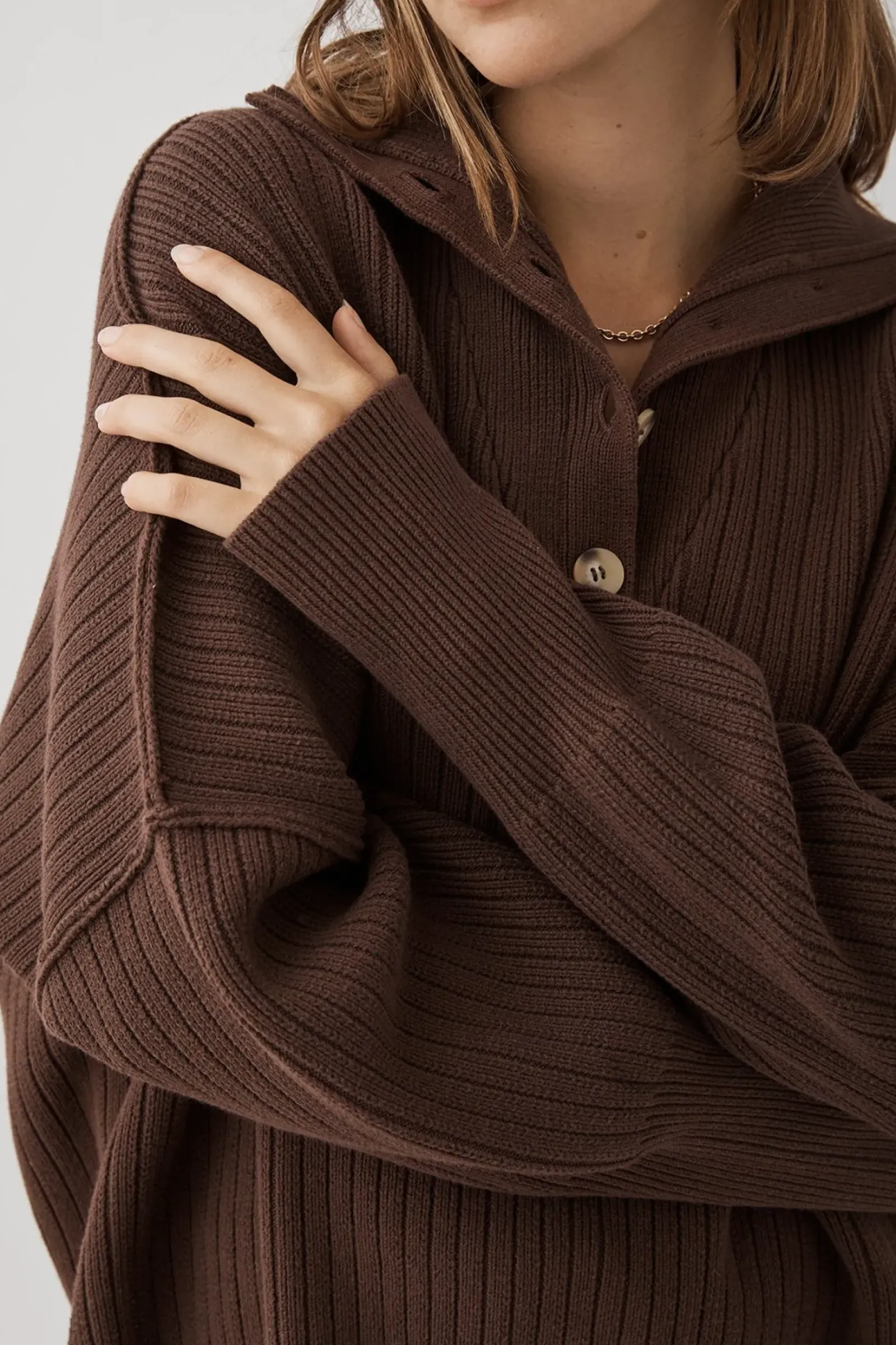 Women ARCAA Margo Button Up Sweater - Chocolate