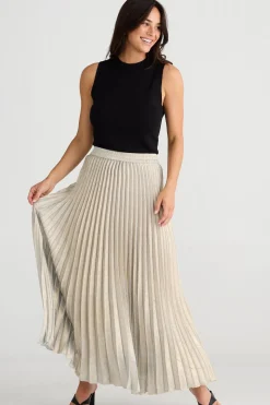 Women Brave & True Brave & True Alias Pleated Skirt - Champagne
