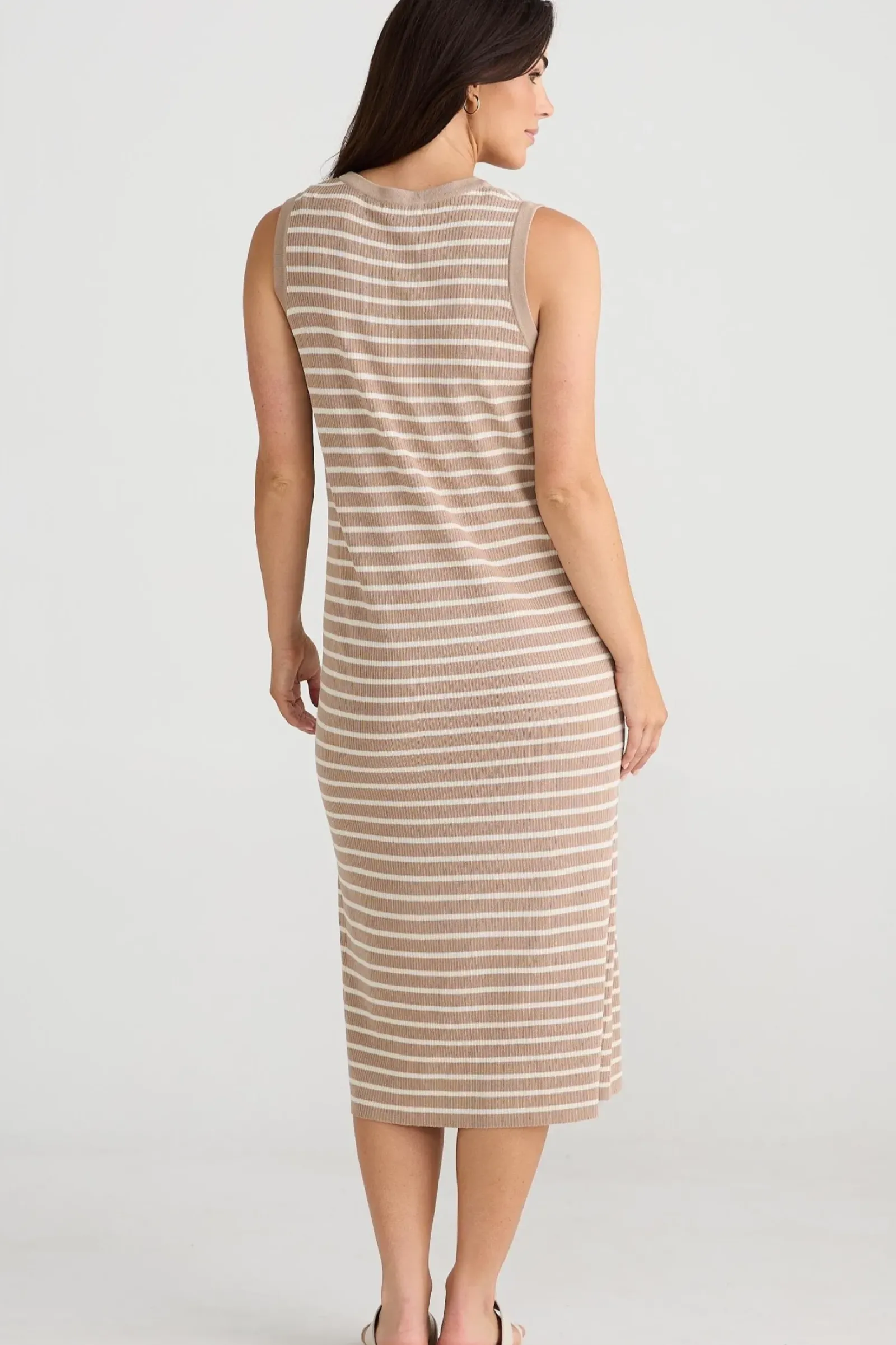 Women Brave & True Brave & True Squad Dress - Taupe With Ecru Stripe