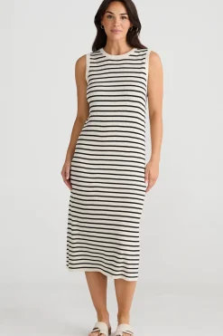 Women Brave & True Brave & True Squad Dress - Ecru with Black Stripe
