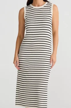 Women Brave & True Brave & True Squad Dress - Ecru with Black Stripe