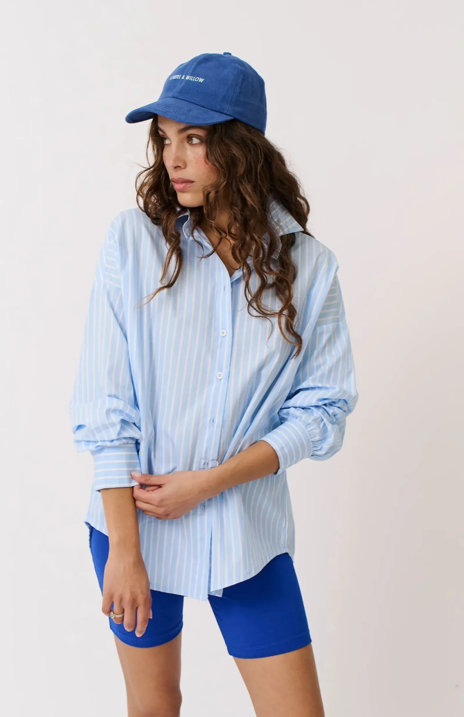 Women Cartel & Willow Cartel & Willow Tammy Shirt - Aqua Stripe