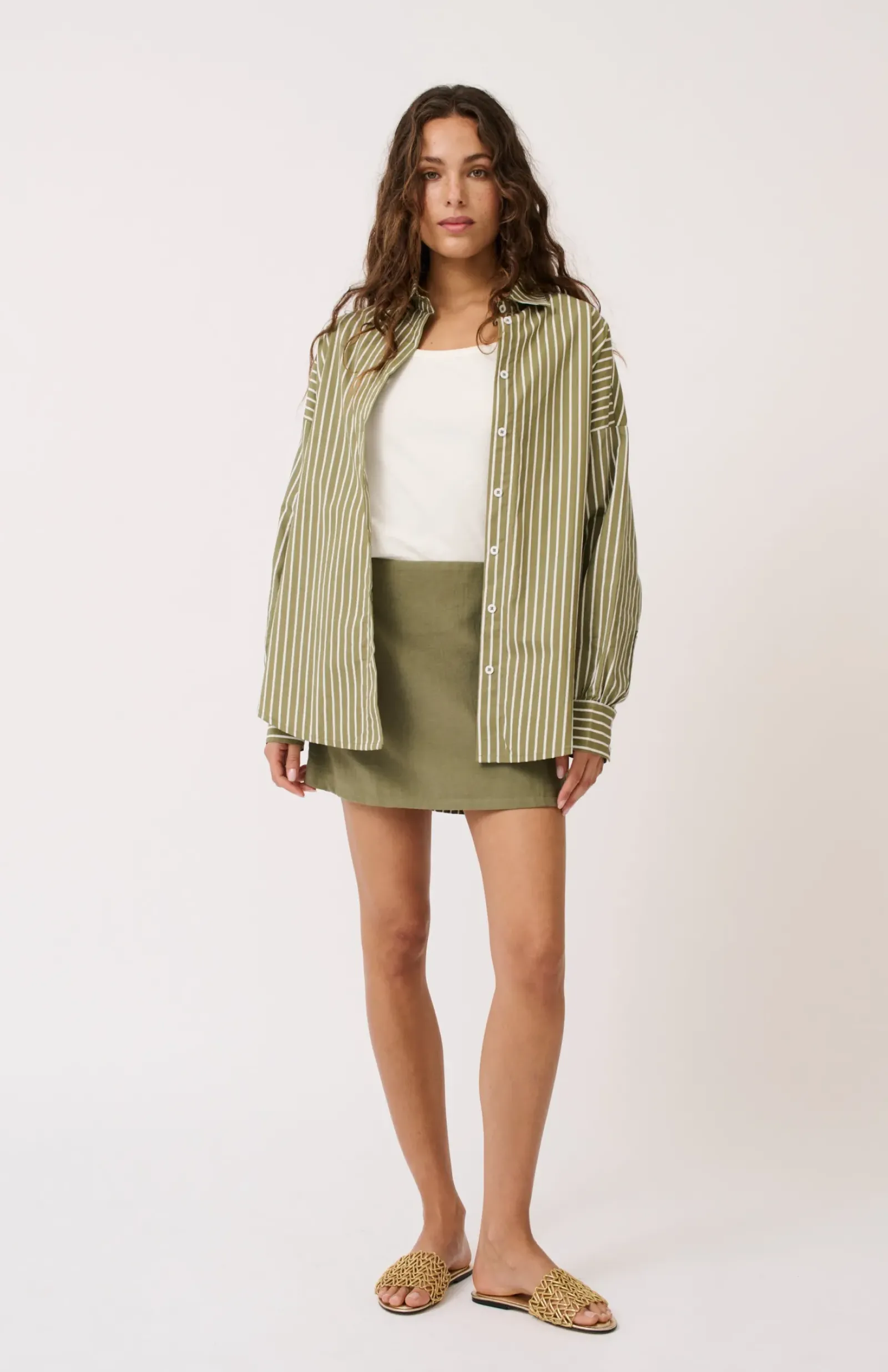 Women Cartel & Willow Cartel & Willow Tammy Shirt - Palm Stripe