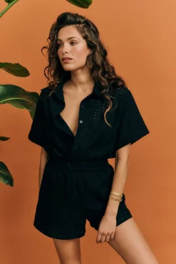 Women Cartel & Willow Cartel & Willow Tully Shirt - Black Broderie