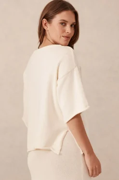 Women Ceres Life Boxy Knit Tee- Eggshell