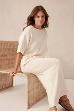 Women Ceres Life Boxy Knit Tee- Eggshell