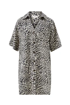 Women Ceres Life Boxy Shirt Dress - Leopard Linen Blend