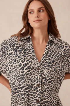 Women Ceres Life Boxy Shirt Dress - Leopard Linen Blend
