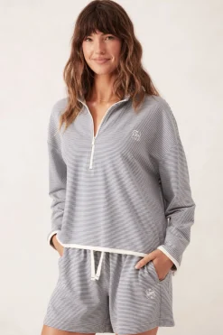 Women Ceres Life Boxy Zip Sweat - Moonlight Fine Stripe