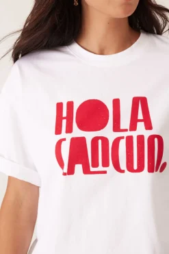 Women Ceres Life Boyfriend Tee - Hola Cancun Heritage Red