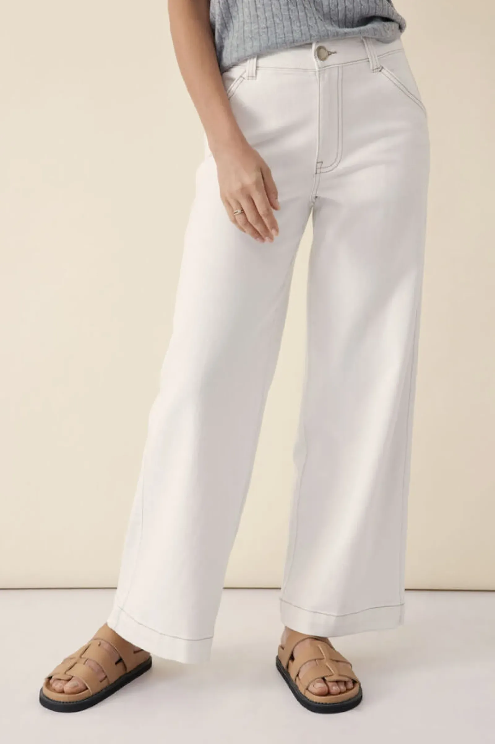 Women Ceres Life Classic Wide Leg Jean - Fresh Ecru