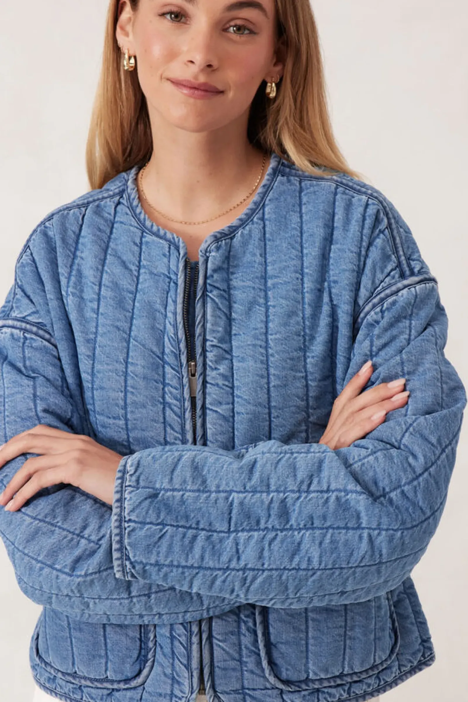 Women Ceres Life Comfy Quilted Boxy Jacket - Worn Blue