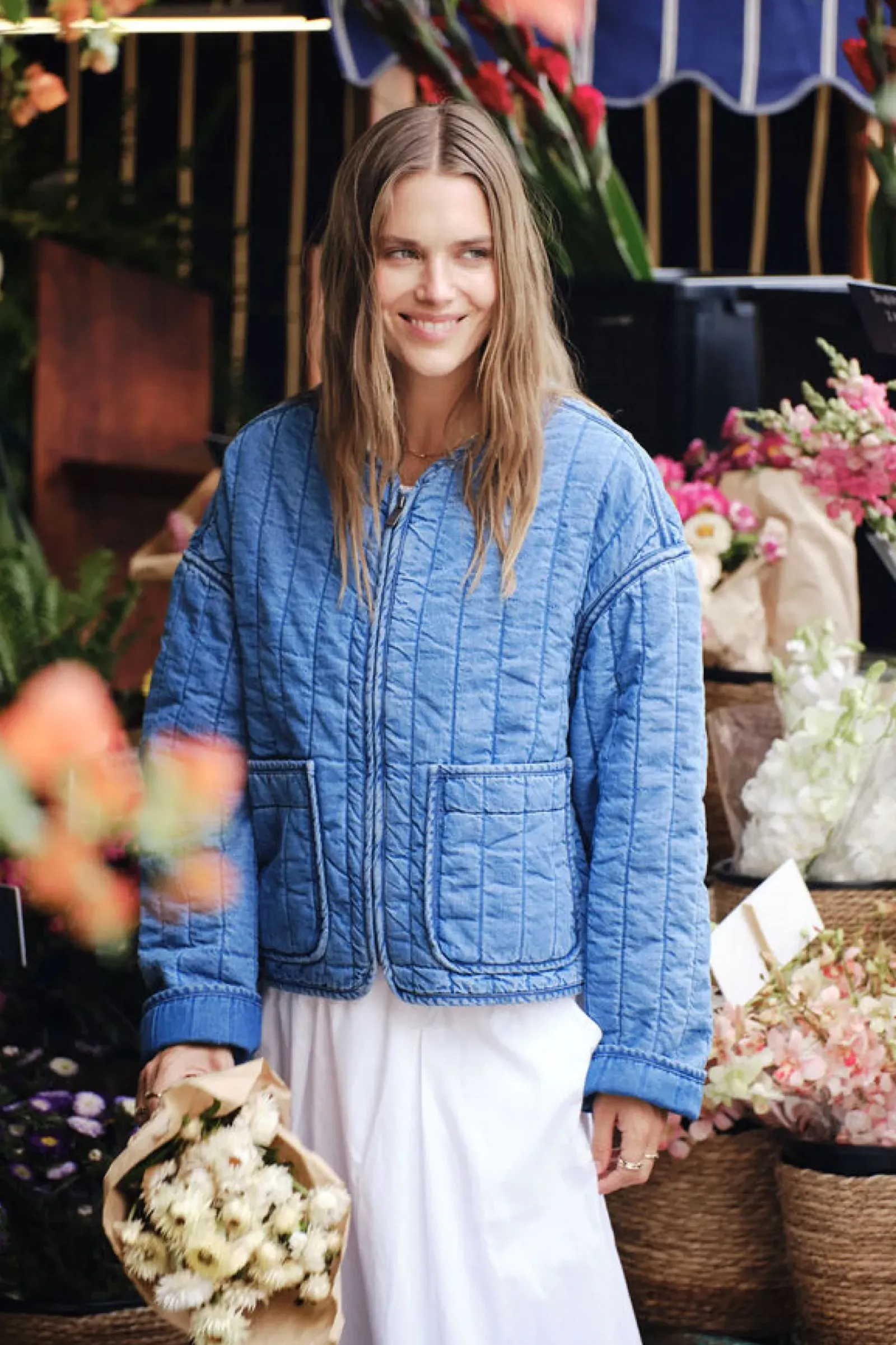 Women Ceres Life Comfy Quilted Boxy Jacket - Worn Blue