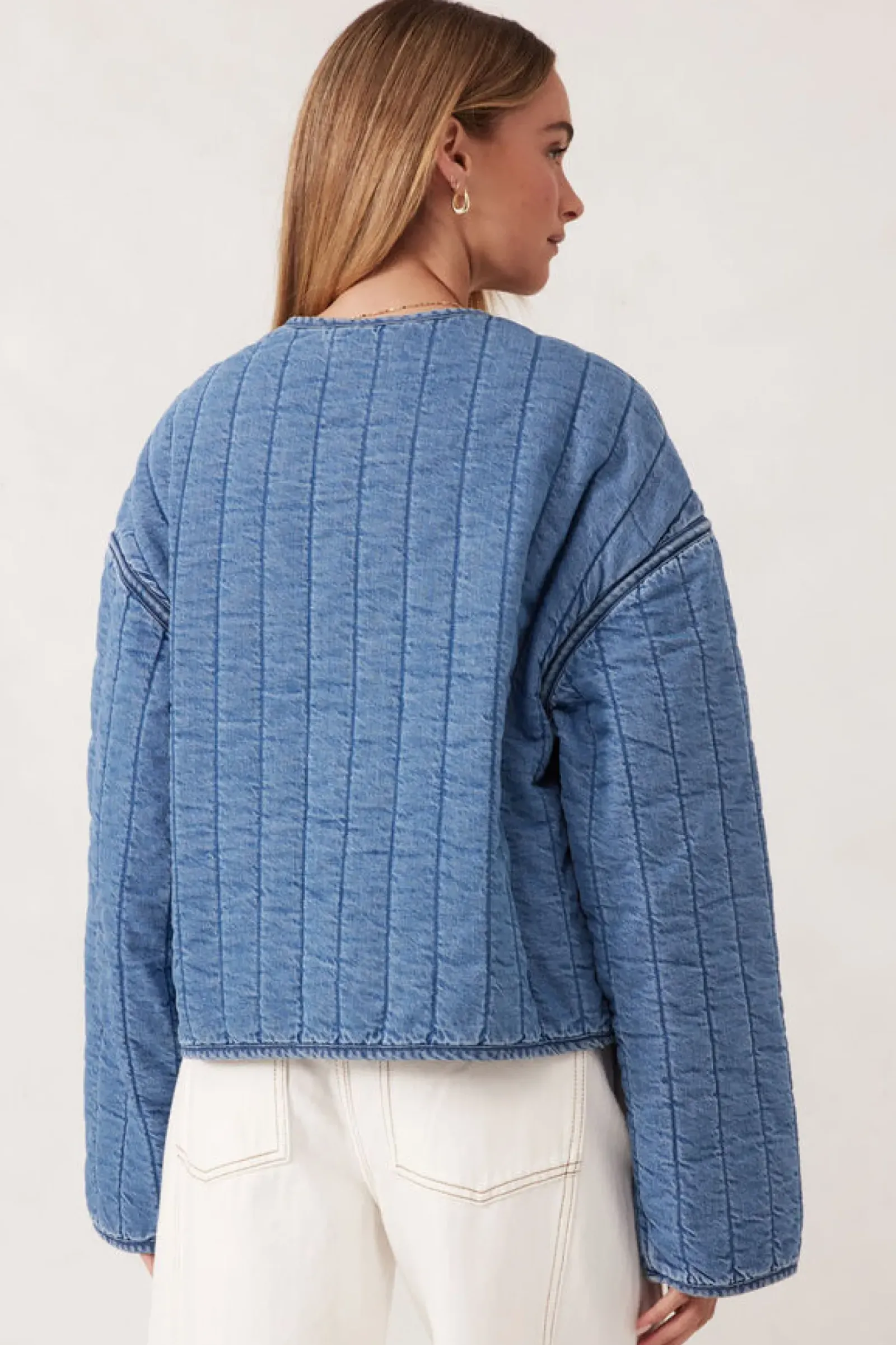 Women Ceres Life Comfy Quilted Boxy Jacket - Worn Blue