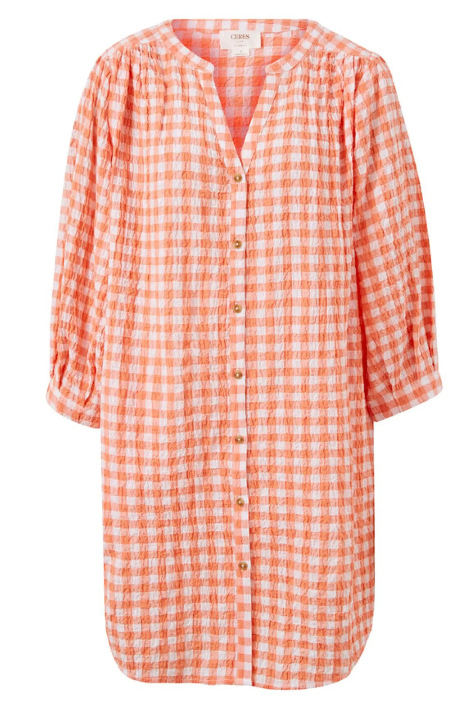 Women Ceres Life Crinkle Mini Dress - Coral/White Gingham
