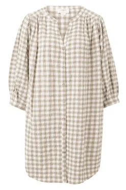 Women Ceres Life Crinkle Mini Dress - Fig Green/White Gingham