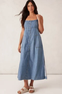 Women Ceres Life Denim Beach Dress - Worn Blue