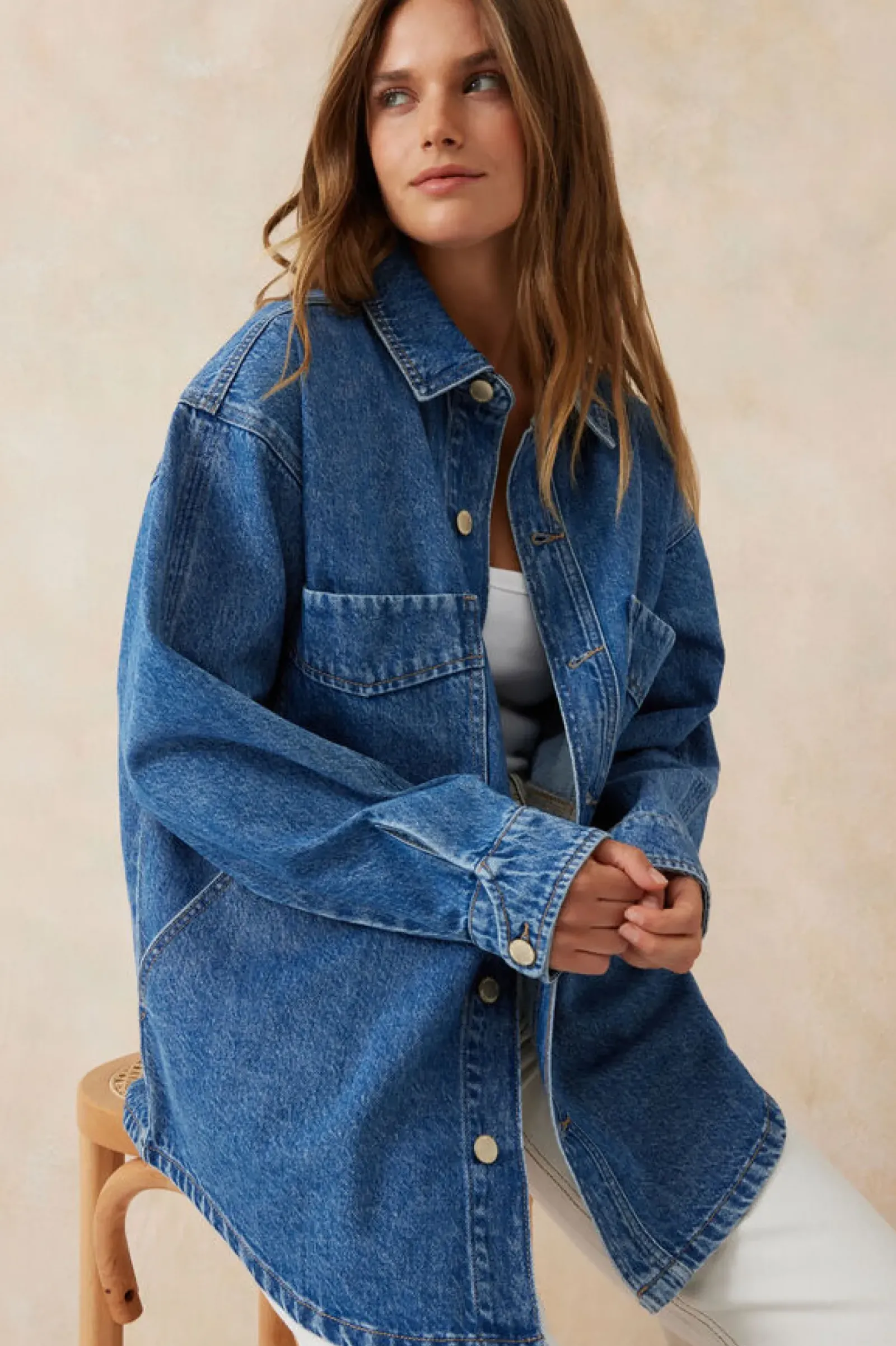 Women Ceres Life Denim Side Pocket Shacket - Fresh Indigo