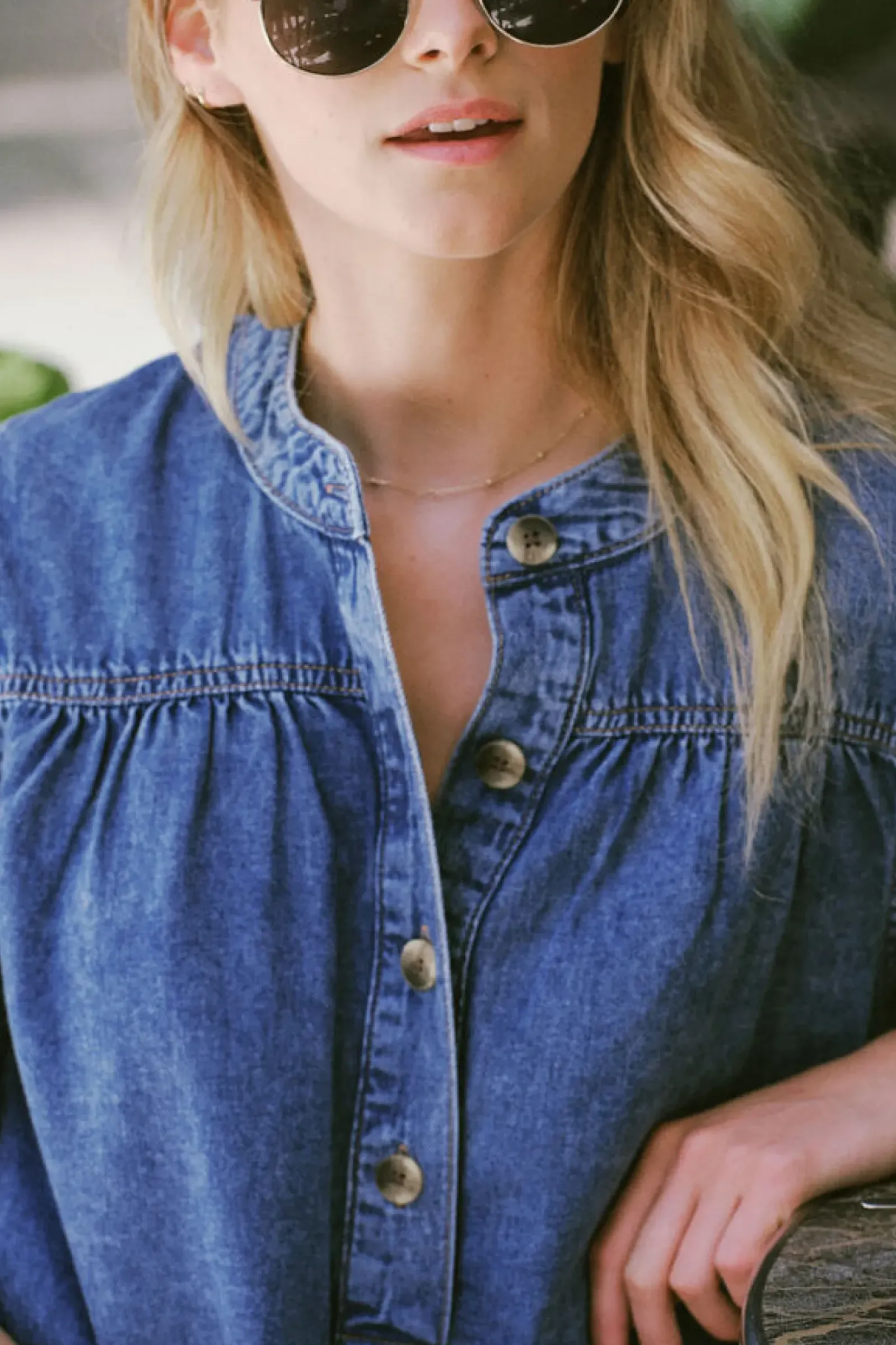 Women Ceres Life Half Placket Tunic Dress - Fresh Indigo