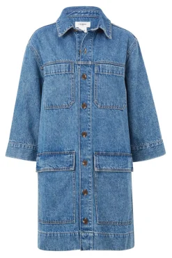 Women Ceres Life Half Sleeve Boxy Shirt Dress - Fresh Indigo Denim