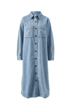 Women Ceres Life Long Sleeve Yoke Detail Midi Dress - Vintage Blue