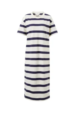 Women Ceres Life Midi Terry Dress - White Navy Bold Stripe