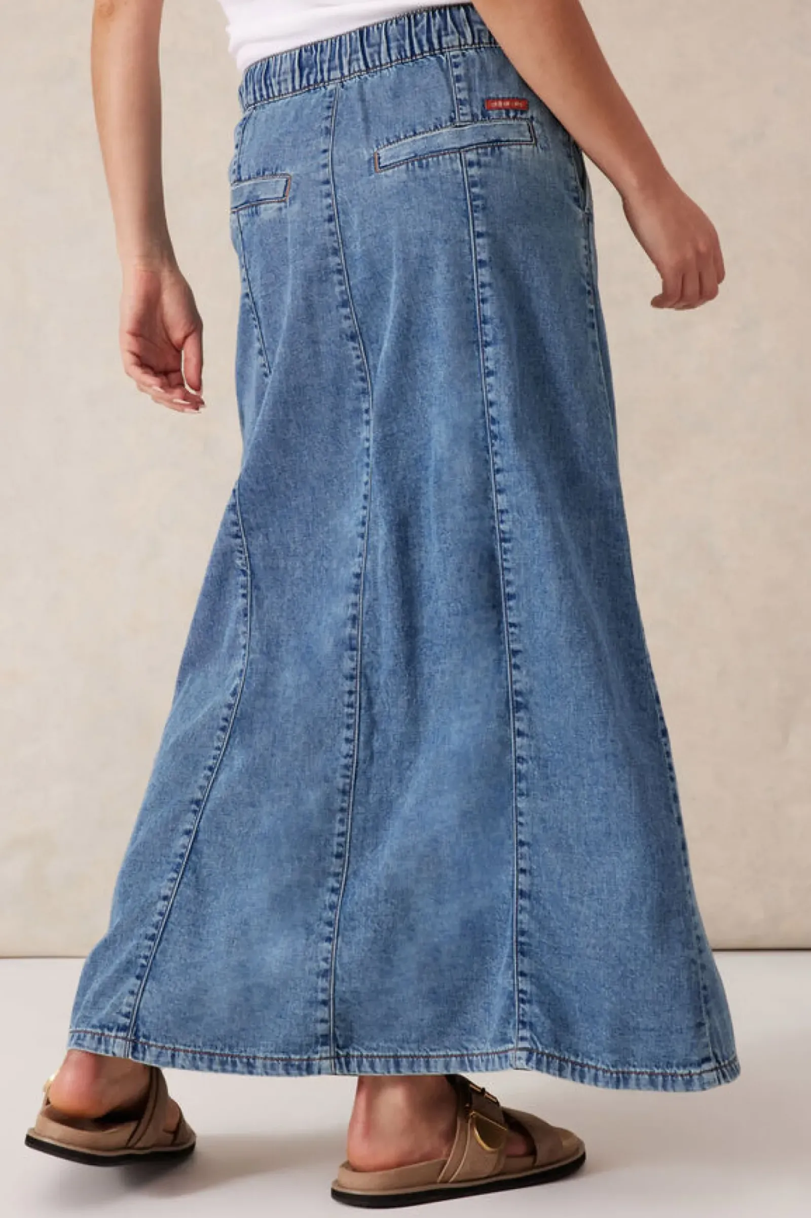 Women Ceres Life Panelled Maxi Skirt - Worn Blue Denim