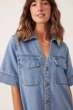 Women Ceres Life Relaxed Shirt Dress - Mid Vintage Blue