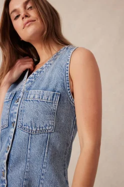 Women Ceres Life Seamed Mini Shift Dress - Mid Vintage Blue