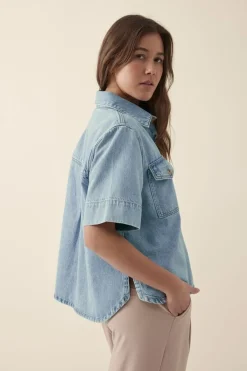 Women Ceres Life Short Sleeve Boxy Shirt - Vintage Blue Denim