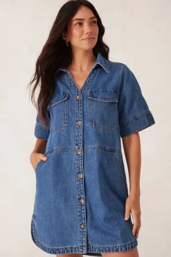 Women Ceres Life Side Pocket Boxy Dress - Fresh Indigo