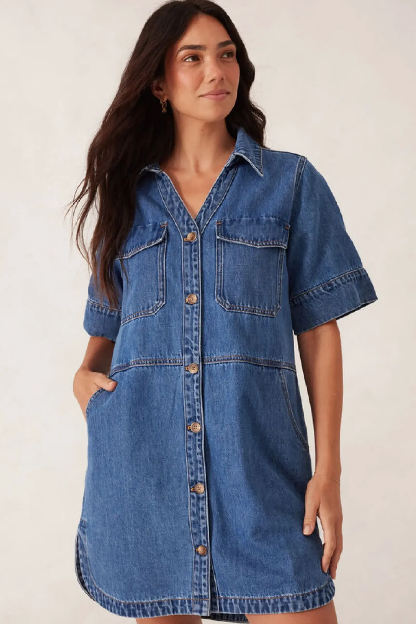 Women Ceres Life Side Pocket Boxy Dress - Fresh Indigo
