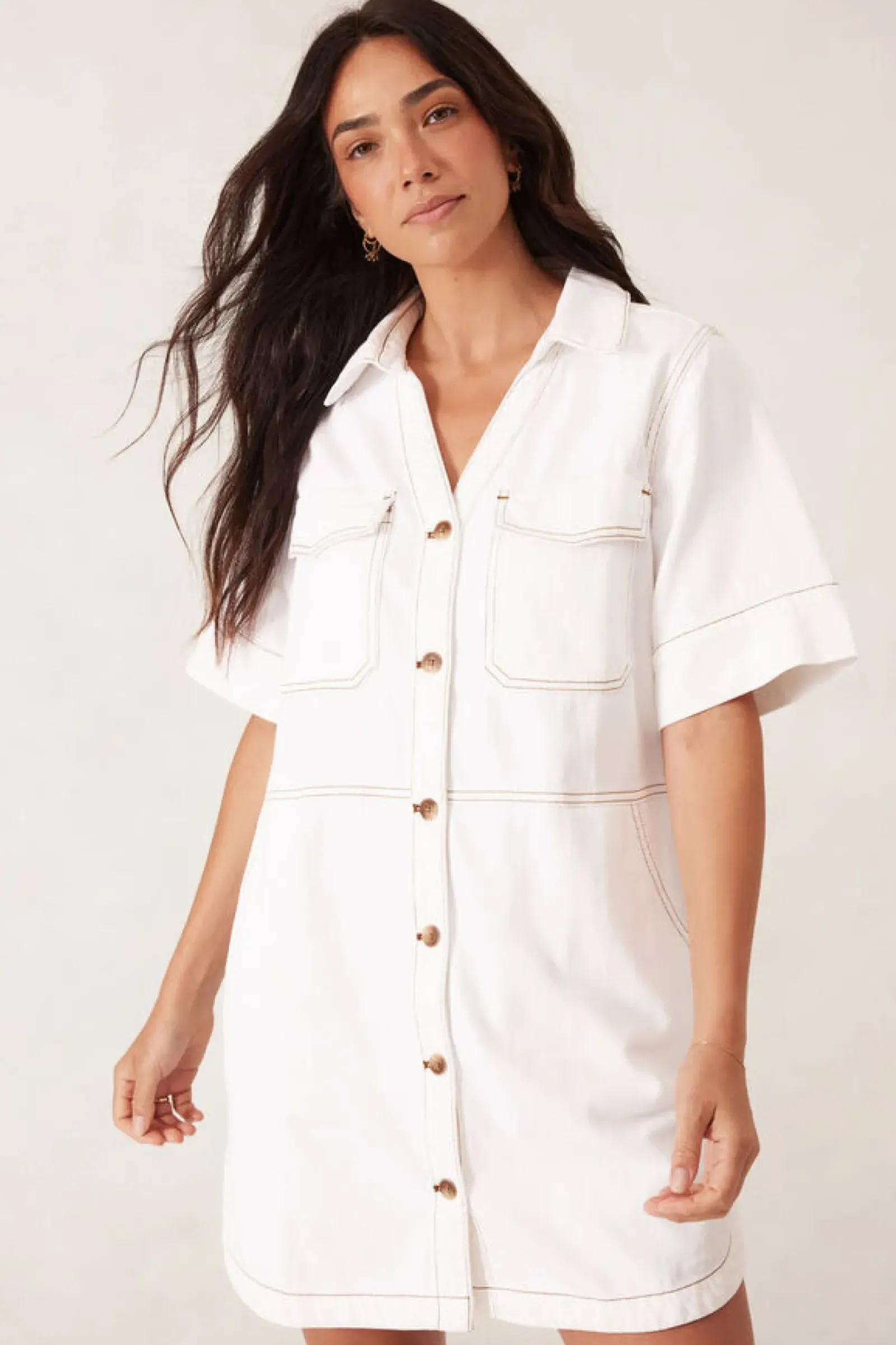 Women Ceres Life Side Pocket Boxy Dress - Fresh Ecru